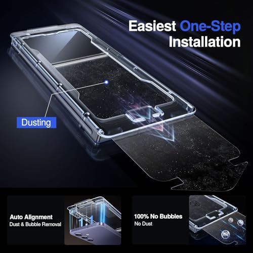 Image of SMARTDEVIL [3 Pack for Samsung Galaxy S24 Screen Protector, Finger Print Reader Compatible, Fast & Easy Installation, Clear 9H Tempered Glass Film, Alignment Frame [Dust-Free & Bubble-Free]