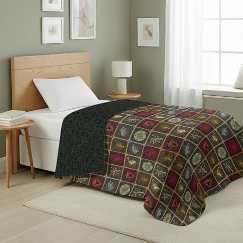 Image of Northwest Warner Bros Game of Thrones Symbolic Sigils Quilted Throw Blanket, Fantasy House Emblems, Adults Boys Girls, Soft Lightweight Bedding for Bed, or Couch, 60 x 80 inches