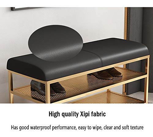 Étagère à Chaussures avec Coussin Banc Métal Noir 100cm - 5