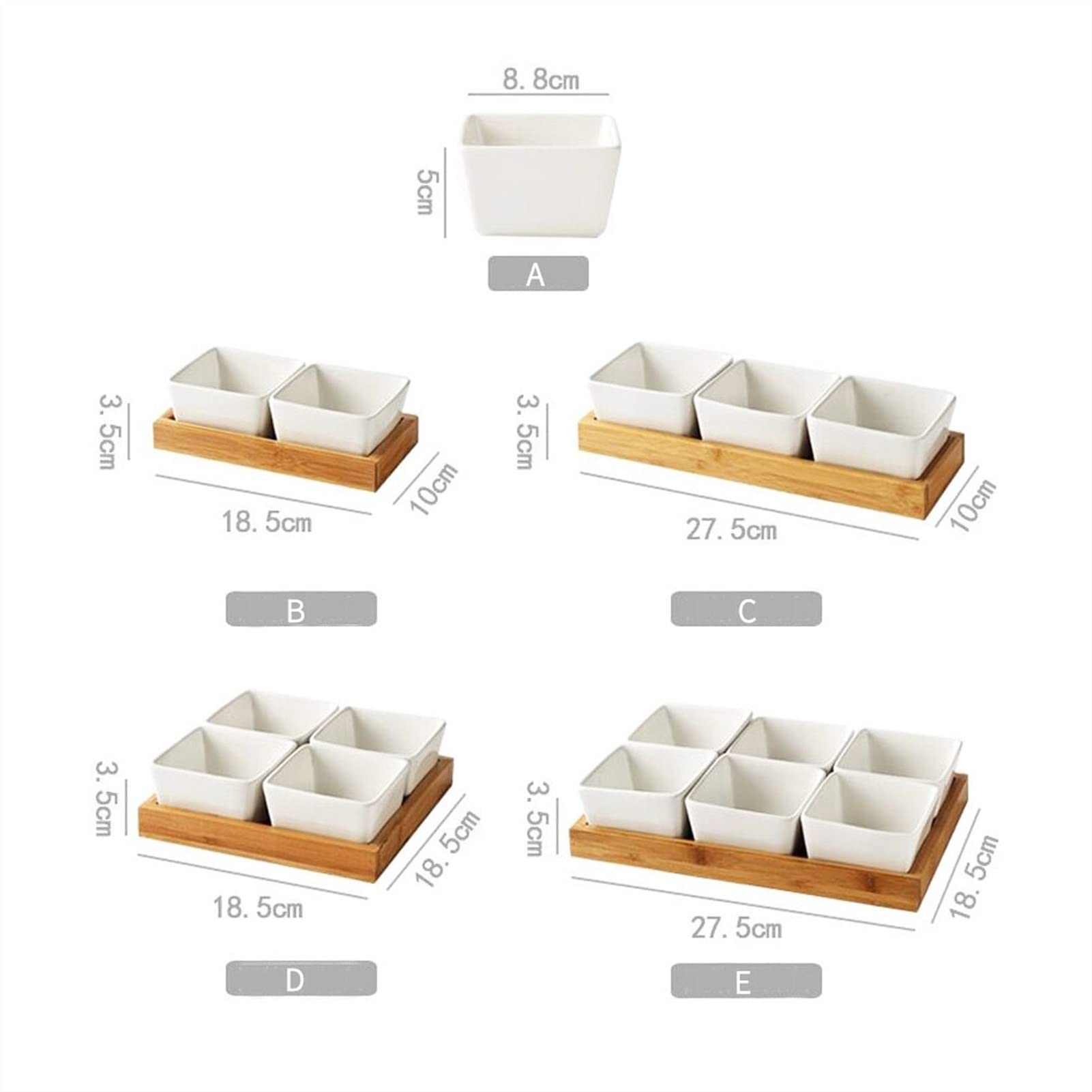 Plato de Merienda Cuenco de cerámica for Aperitivos, Plato for Salsa, for, Cuadrado for Frutas con, Porcelana for Pasteles o Dulces, Cuenco for inmersión/inmersión Bandeja de Refrigerios(E)