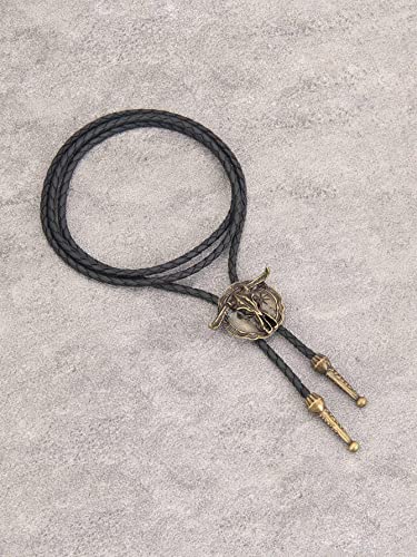 Image of GelConnie Native American Bolo Tie Rodeo Cowboy Leather Necktie Western Necklace Costume Accessories for Men,Women