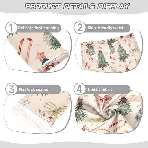 Watercolor Christmas Candy Cane Tree Bow Girls Leggings Ultra Soft Compression Yoga Gym Pants for Kids 4-10T3