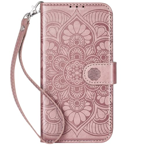 Ateeky Galaxy S22 Wallet Case,[RFID Blocking] 3 Card Holder Stand with Credit Card Slot PU Leather Magnetic Protective Flip Cover for Galaxy S22 (Rose Gold)
