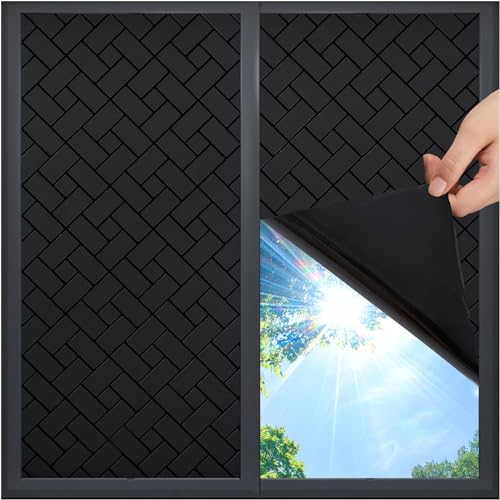 Image of Blackout Window Film, Sun Light Blocking Frosted Privacy Window Cling for Glass, Darkening Window Tint for Day Sleep, UV Blocking Static Cling Window Cover (24 X 48 Inch, Brick Blackout)