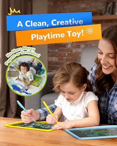 Image of KOKODI LCD Writing Tablet, 12 Inch Colorful Toddler Doodle Board Drawing Tablet, Erasable Reusable Electronic Drawing Pads, Educational and Learning Toy for 3-6 Years Old Boy and Girls(Yellow)