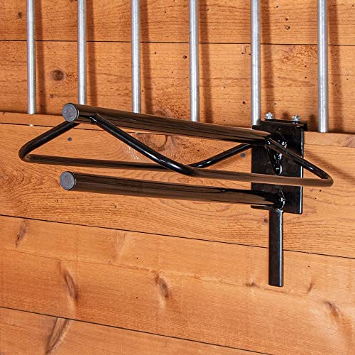 EASY-UP Saddle Rack with Pad Bar for Horse Enthusiast | Heavy-Duty Saddle Rack Wall Mount | Western & English Saddle Rack | Keeps Tack Organized | Portable Rack w/Single Pad Rack | Color Black