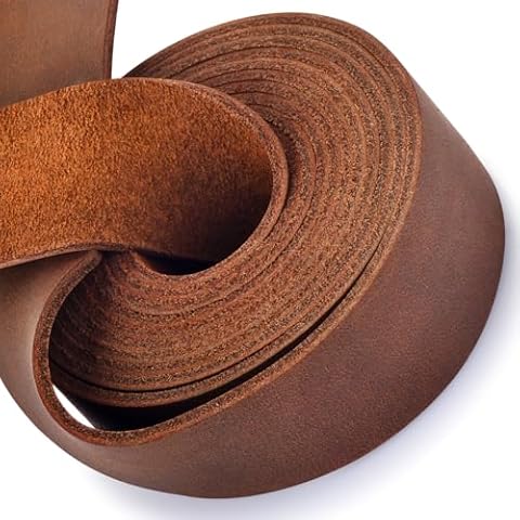 Leather Strap 1 Inches Wide Flat Leather Straps for Crafts, Full Grain Leather Strips for Crafts, Tooling, Belt, Garden Tools (2mm Thick 72 Inches Long Dark Brown) Cover