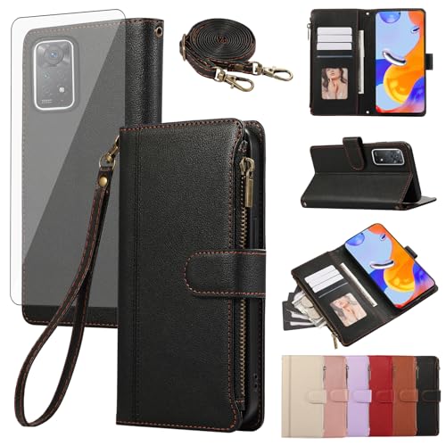 Étui en cuir Asuwish Xiaomi Redmi Note 11 Pro 5G protection intégrale premium noir