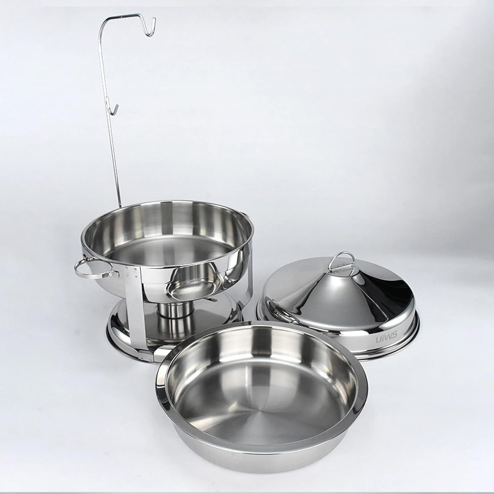 Set di posate da buffet e scaldavivande in acciaio inox con scaldavivande Hoo 9L e vassoi d'acqua per feste d h Ele Forniture per catering