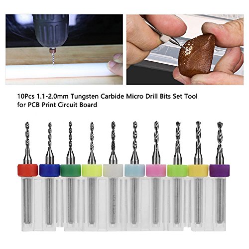 10Pcs 1.1-2.0mm Carboneto de tungstênio Micro Brocas definidas com caixa para placa de circuito de i