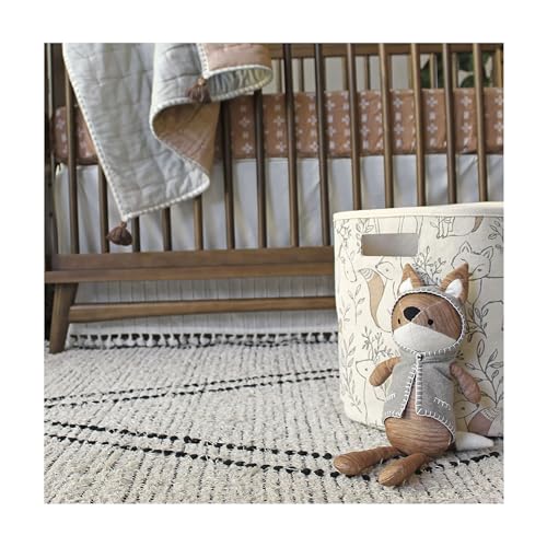 Crane Baby Fabric Round Nursery Storage Basket, Toy Storage, Woodland Nursery Decor, 13"x12", Toy Basket, Baby Storage Organizer, Toy Organizers and Storage Bins, Baby Organizers and Storage, Toy Bins - Image 5