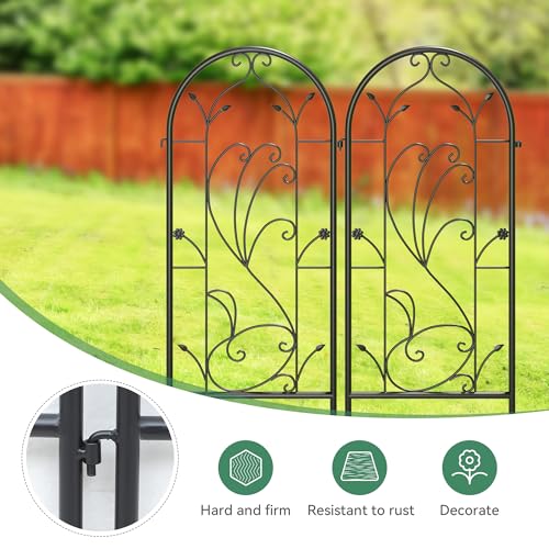 YITAHOME-2-Pack-87x20in-Trellises-for-Cllimbing-Plants-Roses-Vegetables-Vines-Flowers-Black-Metal-Coated-Rustproof-Garden-Trellis-for-Outdoor-Patio YITAHOME 2 Pack 87x20in Trellises for Cllimbing Plants Roses Vegetables Vines Flowers Black Metal Coated Rustproof Garden Trellis for Outdoor Patio