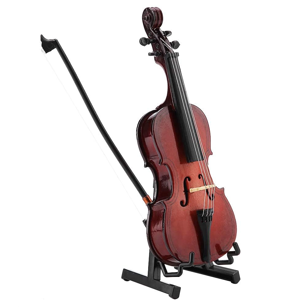 Mini modelo de instrumento de violonchelo de madera Réplica de violonchelo en miniatura con estuche Modelo de instrumento Regalos musicales Adornos para escritorio Estante Decoración 5.5in