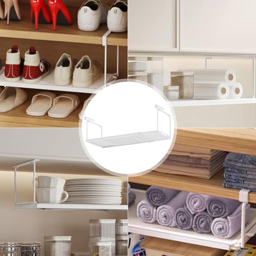 Panier suspendu en métal réglable blanc pour optimiser vos placards - 6