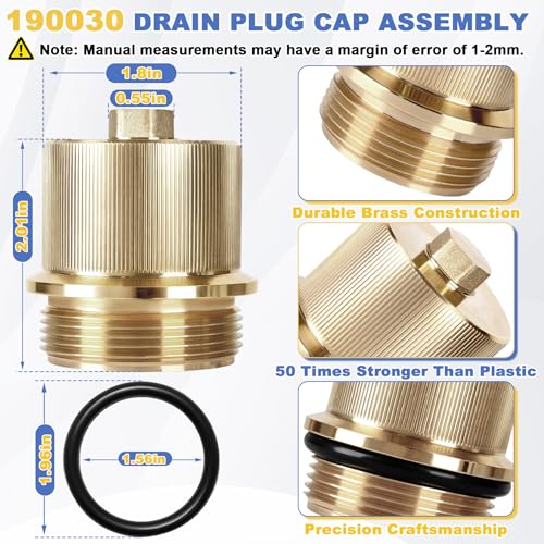 Image of Upgraded 190030 Brass Drain Plug Cap Assembly Replacement for Pentair Filter Drain Plug Fit for Pentair FNS Plus, Clean & Clear Plus, and Quad D.E. Filters, Pool Maintenance Accessory with O-Ring