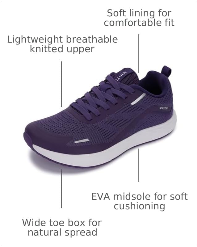 Image of WHITIN Women's Wide Toe Box Road Running Shoes | Roomy Toe Box for Natural Toe Splay, Zero Drop Design for Balanced Alignment, Lightweight Comfort for Walking & Wide Feet