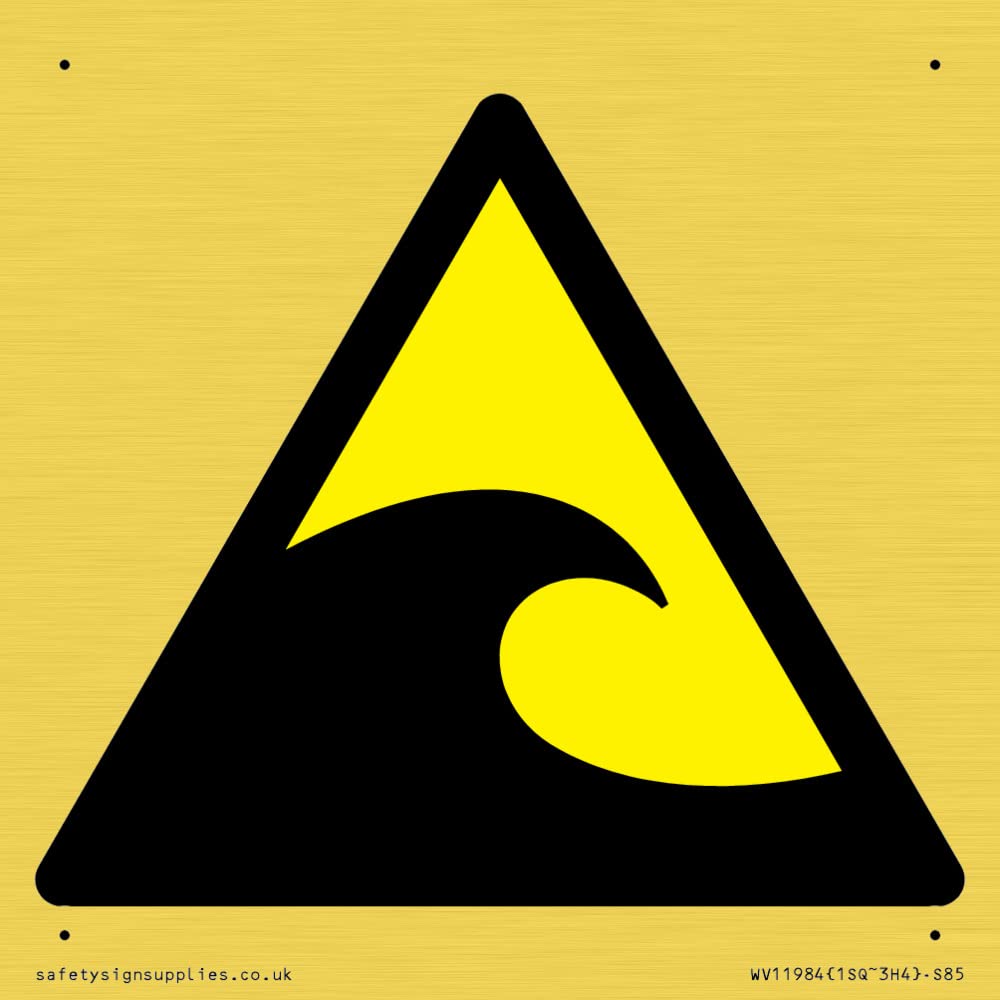 W056 Warning: Tsunami hazard zone Sign - 85x85mm - S85
