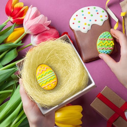 Dwafill Osterdeko, Osterkörbchen Ostergras, Ostereier zum Bemalen, Wachteleier Deko, Eierfarben Ostern, Osternester zum Befüllen, für Osternester, Osterdeko zum Basteln, Holzwolle Osterkörbe (Natur)
