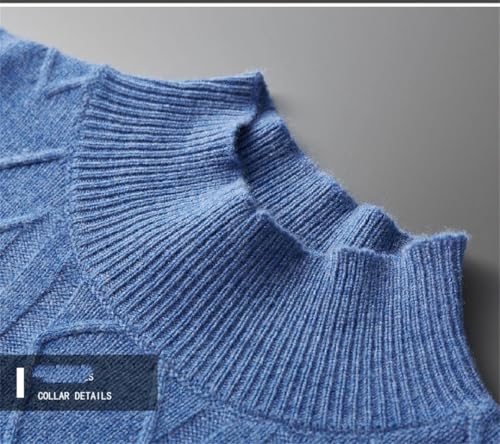 ERFMFKL Men's Merino Wool Mock Neck Double Thick Twisted Long-Sleeved Solid Pullover Sweater4