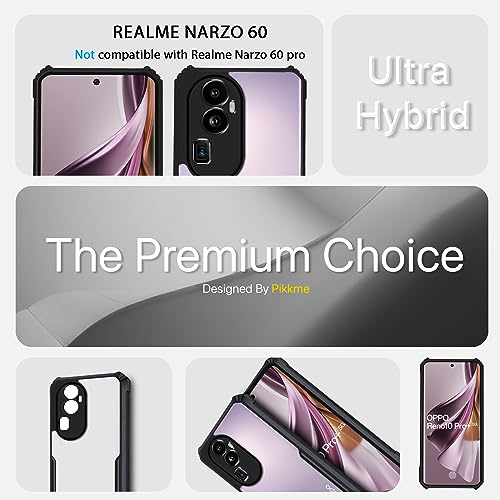 Image of Pikkme Oppo Reno 10 Pro Plus 5G Back Cover | Crystal Clear Transparent Back | Ultra Hybrid | Full Camera Protection | Raised Edge | Bumper Back Case for Oppo Reno 10 Pro Plus 5G (Black)