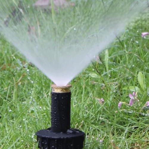 Aspersor de césped subterráneo automático de 90/180/360° con boquilla ajustable para riego de jardín, construcción de plástico ABS negro (360 grados)