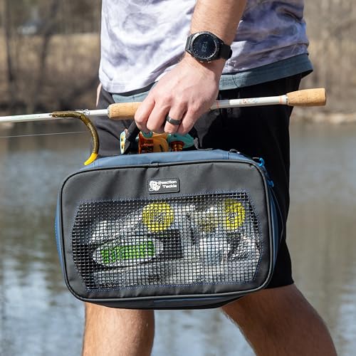 Image of Reaction Tackle Deluxe Bait Binder, Water Resistant Soft Bait Storage System for Soft Plastics and Rigs with Zippered Sleeves, Mesh Bag