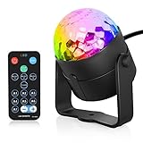 Sunnest 3W Stage Strobe Lights, LED Party Lights Sound Activated with RGB Rotating Disco Ball Remote Controller for Home Bar Wedding Dance Parties, 7 Lighting Color