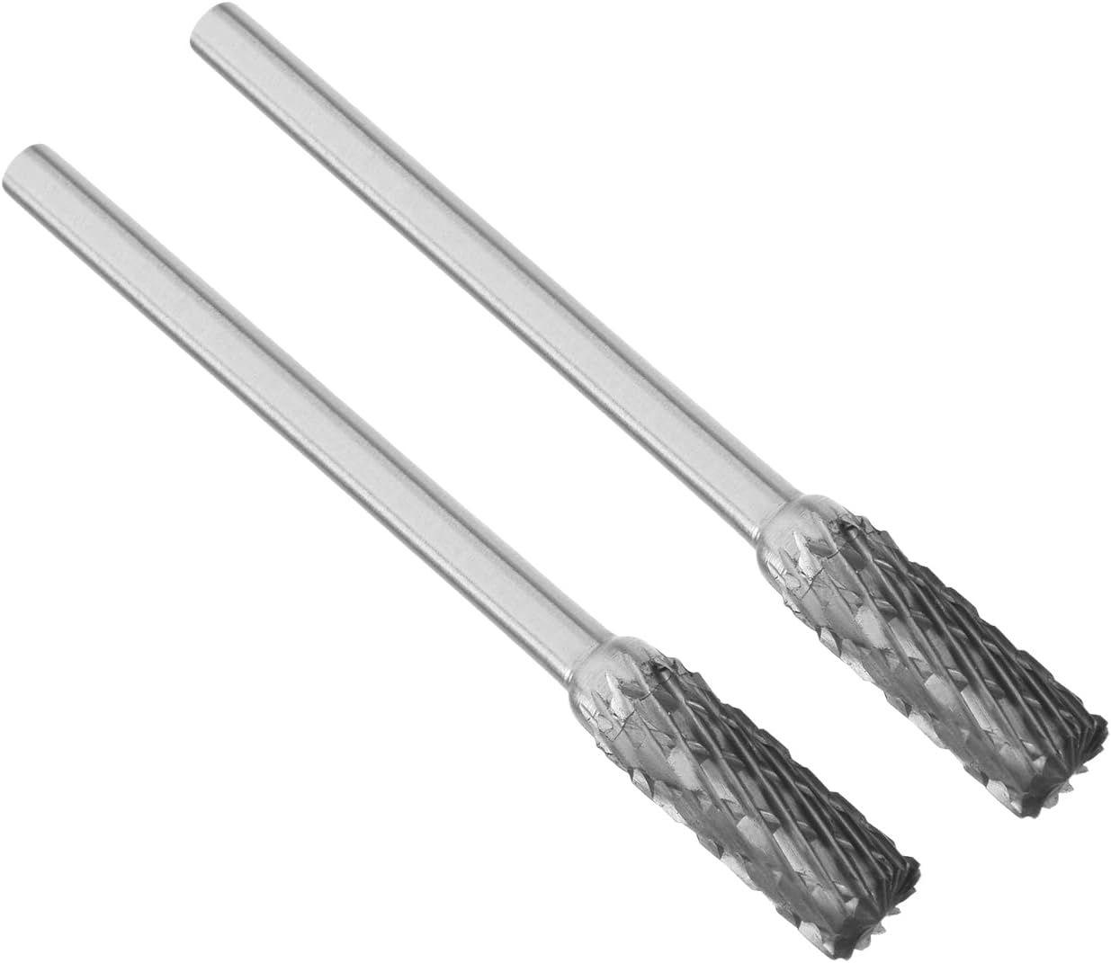 Auniwaig Rotary Files,5mm Double Cut Top, Toothed Cylindrical Shape Rotary Burrs Tool for Die Grinder Drill Bit Wood Soft Metal Carving Polishing 2PCS