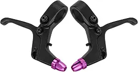 Alavancas de freio leves de 2 dedos para mountain bike, alças de freio de liga de alumínio para bicicleta de montanha para bicicleta infantil (roxo)