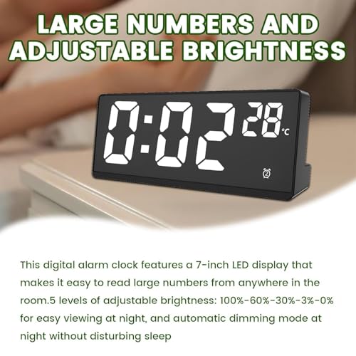 Image of STL Smart Digital Alarm Clock with LED Display, Auto Sensor Night Light, Time Date Temperature Display, Loud Alarm Clock for Heavy Sleepers, Bedside Table, Study Desk and Office Use