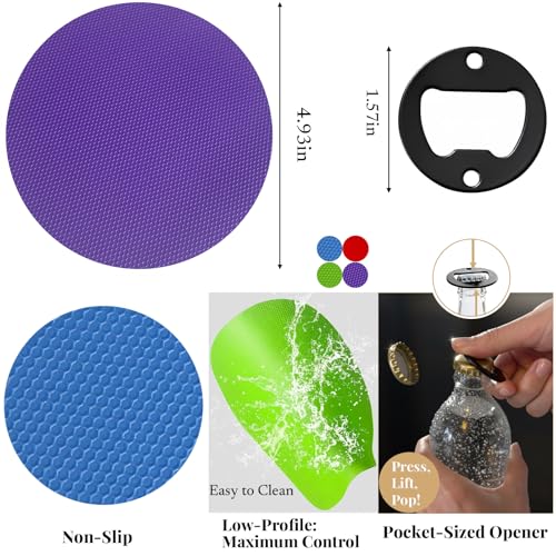 Pazojiu 4 Rubber Jar Opener Grip Pads & 1 Cool Bottle Opener EDC Multi-Tool — view 2