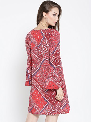 Image of Sera Women White & Black Printed A-Line Dress