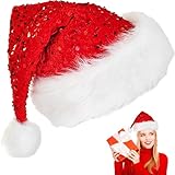 Ram® Adult Christmas Sequin Santa Hat Glitter Sparkly Luxury Father Christmas Santa Hat Fancy Dress Costume Party Hat