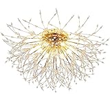 【Candelabros de cristal contemporáneos】: este moderno candelabro de cristal está hecho de muchas líneas de acero inoxidable con cuentas de cristal K9. Diseño estrellado da una hermosa disfrute visual de lujo, estrellas brillantes tranquilas luz brillante, la forma de un diente de león luminoso, iluminación tenue acompañada de romántica suave, que se extiende desde la pequeña esfera en todas las direcciones, como una estrella.
