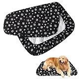 Picture of Waterproof Dog Bed Covers Replacement Washable Pet Hair Easy to Remove, Noiseless Quilted Puppy Pet Bed Cover Lovely Black Star Print 35x44 Inches, for Dog/Cat, Cover Only