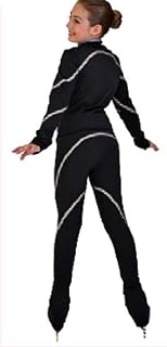 COYI Adult Kids Figure Skating Spirals Suits Stretchy Training Professional Competition Skating Wear Ice Skating Jacket And Pants(Size:M,Color:White)