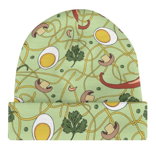 Ramen Noodle Soup Pattern Kids Beanie Hat for for Girls Boys Children Cap Winter Knitted Chemo Cancer Headwear Accessories Gifts Decoration Black4