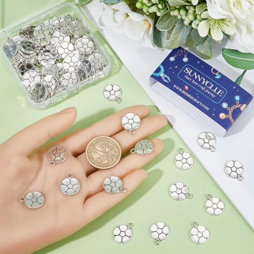 SUNNYCLUE 1 Box 100PCS Soccer Ball Charm Football Charms Bulk Antique Tibetan Silver Alloy Europe Sports Balls UK Sportsman Charm for jewellery Making Charms Supplies DIY Earrings Necklaces Bracelets - Image 3