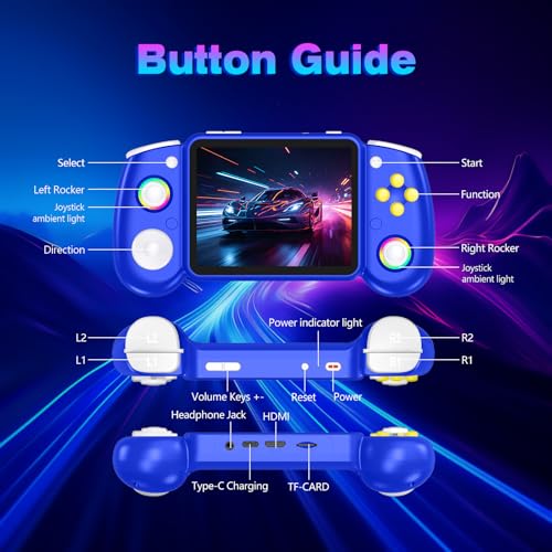 Image of RG43H Pro Retro Handheld Game Console, 4.3 Inch Retro Gaming Console with 4000mAh Battery, RK3562 Opensource Hand Held Games Console, EmuELEC&RGBOX Dual Systems Video Console, HDMI TV Output,Navy Blue