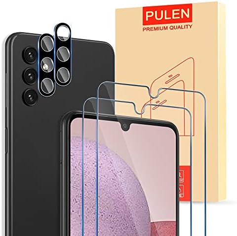 PULEN for Samsung Galaxy A14 5G Screen Protector (2 Pack) with 2 Pack Camera Lens Protector,HD Clear Scratch Resistant Bubble Free 9H Hardness Tempered Glass