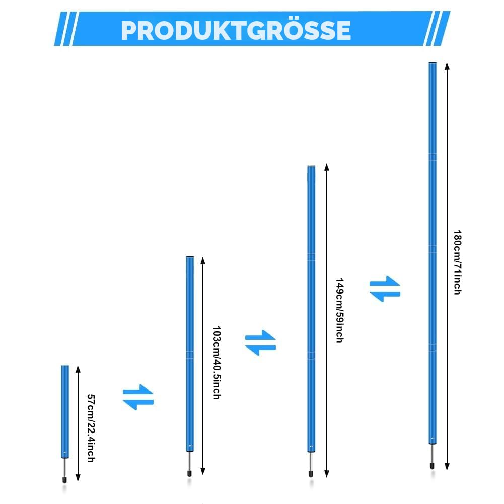 Fußball Agilitäts Slalomstangen Set für Jugendliche und Erwachsene | Fußball Trainingszubehör,Inklusive 6 Agility Training Stangen,10 Fußballkegel,1 Agilitäts Leiter,1 Aufbewahrungstasche