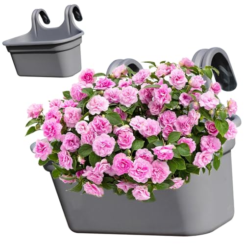 Fioriera sospesa a parete Fioriera in plastica leggera per ringhiera del balcone Scatola sospesa verticalmente Vaso per piante decorativo per piante da interno ed esterno Fiore di erbe aromatiche, Dé