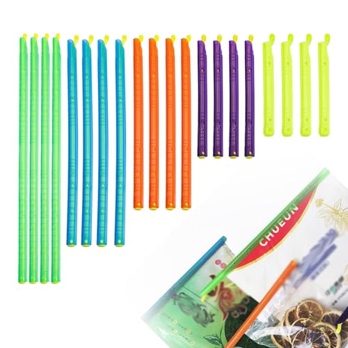Tüten Verschluss, 20 Stück Tütenhüter 5 Größen, Sealer Sticks Transparent, Verschlussklammern Mehrere Farben, Starke Abdichtung, für Aufbewahren Lebensmitteln, Snacks, Haferflocken Tüten Verschluss, 20 Stück Tütenhüter 5 Größen, Sealer Sticks Transparent, Verschlussklammern Mehrere Farben, Starke Abdichtung, für Aufbewahren Lebensmitteln, Snacks, Haferflocken