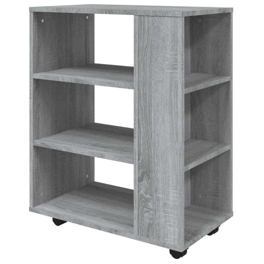 Rollschrank Grau Sonoma 60x35x75 cm, Mobiler Rollcontainer aus Holzwerkstoff, Büroschrank mit 4 Rollen für Drucker und Unterlagen, Flexibler Beistellschrank für das Home Office