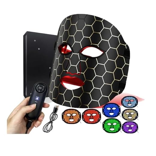 Masque Facial LED de Visage Luminothérapie, Quellsotty Appareil de Soin de la Peau du Visage, 7 Couleurs Thérapie par la Lumière, Rajeunissement, Produit Anti-âge pour les Rides