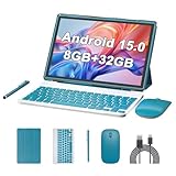 10 inch Android 15 Tablet with Keyboard Stylus, 8GB RAM 2 in 1 Tableta, Includes Mouse & Protective Case, 6000mAh Battery, Wi-Fi 6,Dual Camera, 32GB ROM,tablet set pc - Tablets with case (Navy blue)