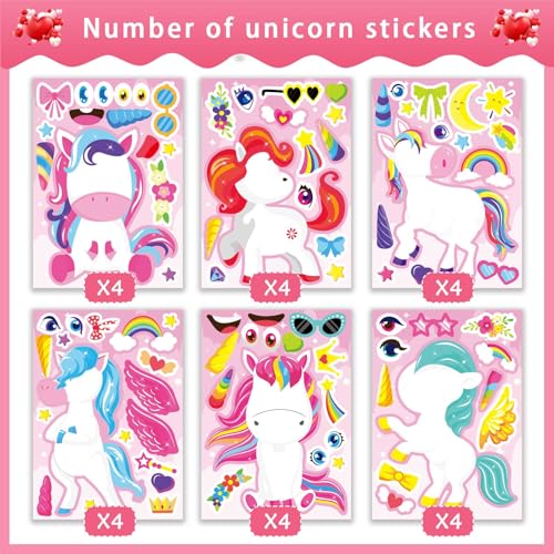 Image of Make Your Own Unicorn Stickers, Make a Face Sticker, Pink Unicorn Stickers