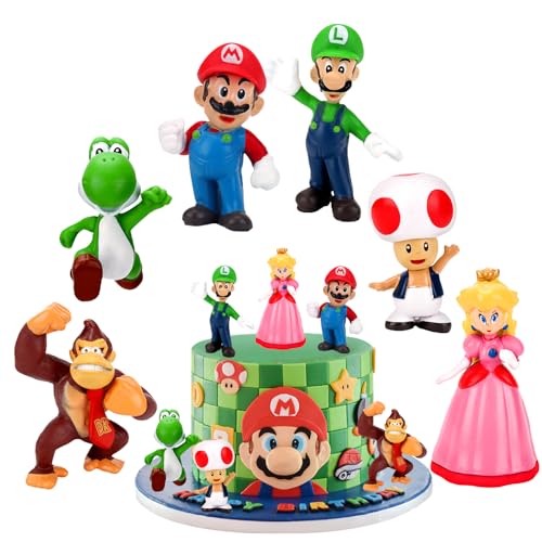 Cartoon Figuras Decoracion Tarta 6 Piezas Adornos Tarta Cumpleaños Cake Topper 3D para Fiesta de Cumpleaños Infantil, Decoración Temática, Baby Shower