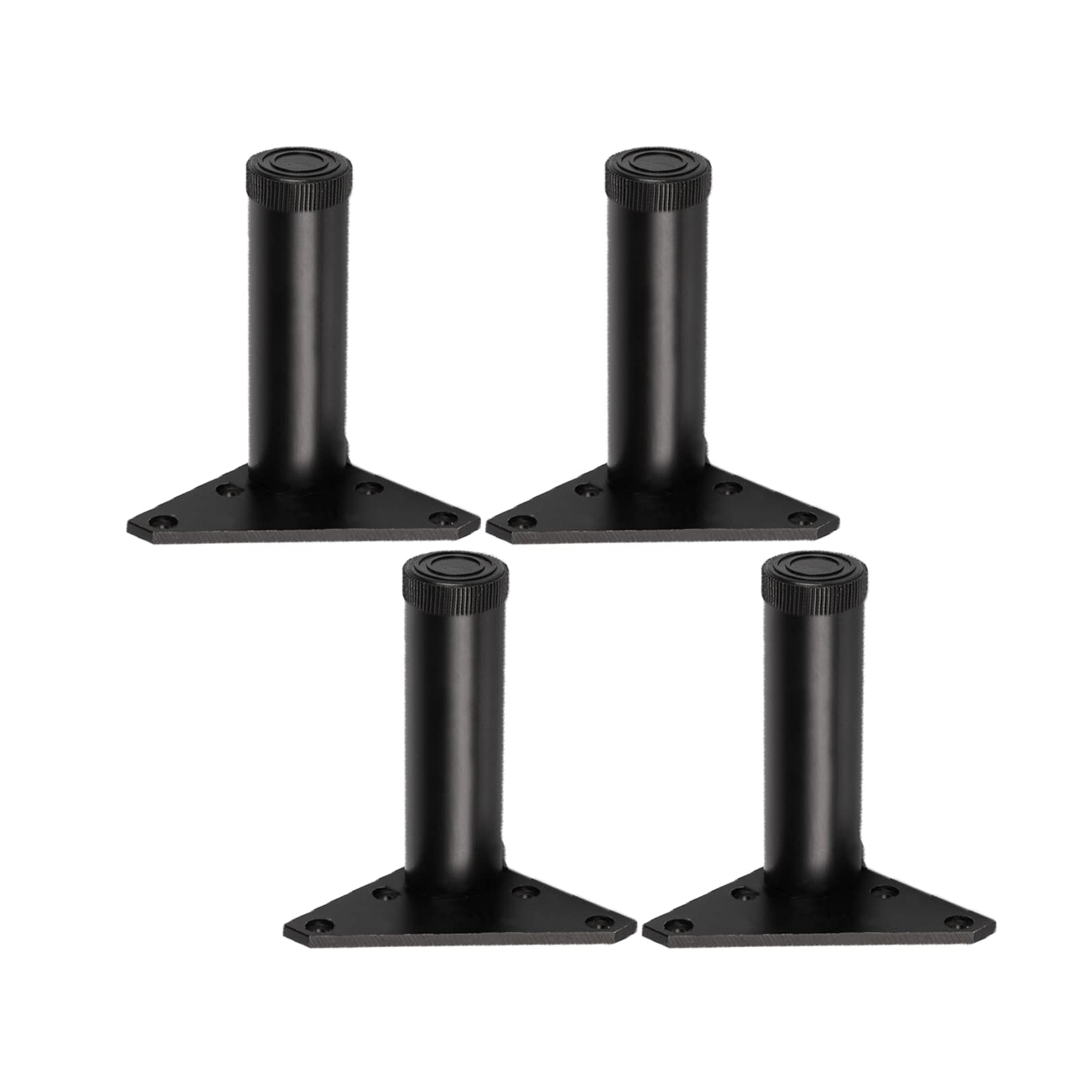 Stopki meblowe ze stopu aluminium, metalowe nogi, regulowane podpórki, wymienne podnóżki do kanapy, biurka i łóżka, czarne, 4 sztuki (6 cm)