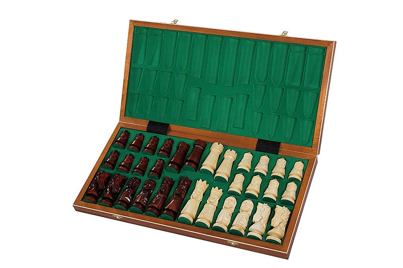 Sunrise Chess & Games - Grande set da scacchi in legno Clockboard 60 x 60 cm - Scacchiera intarsiata con pezzi intagliati in legno di tiglio